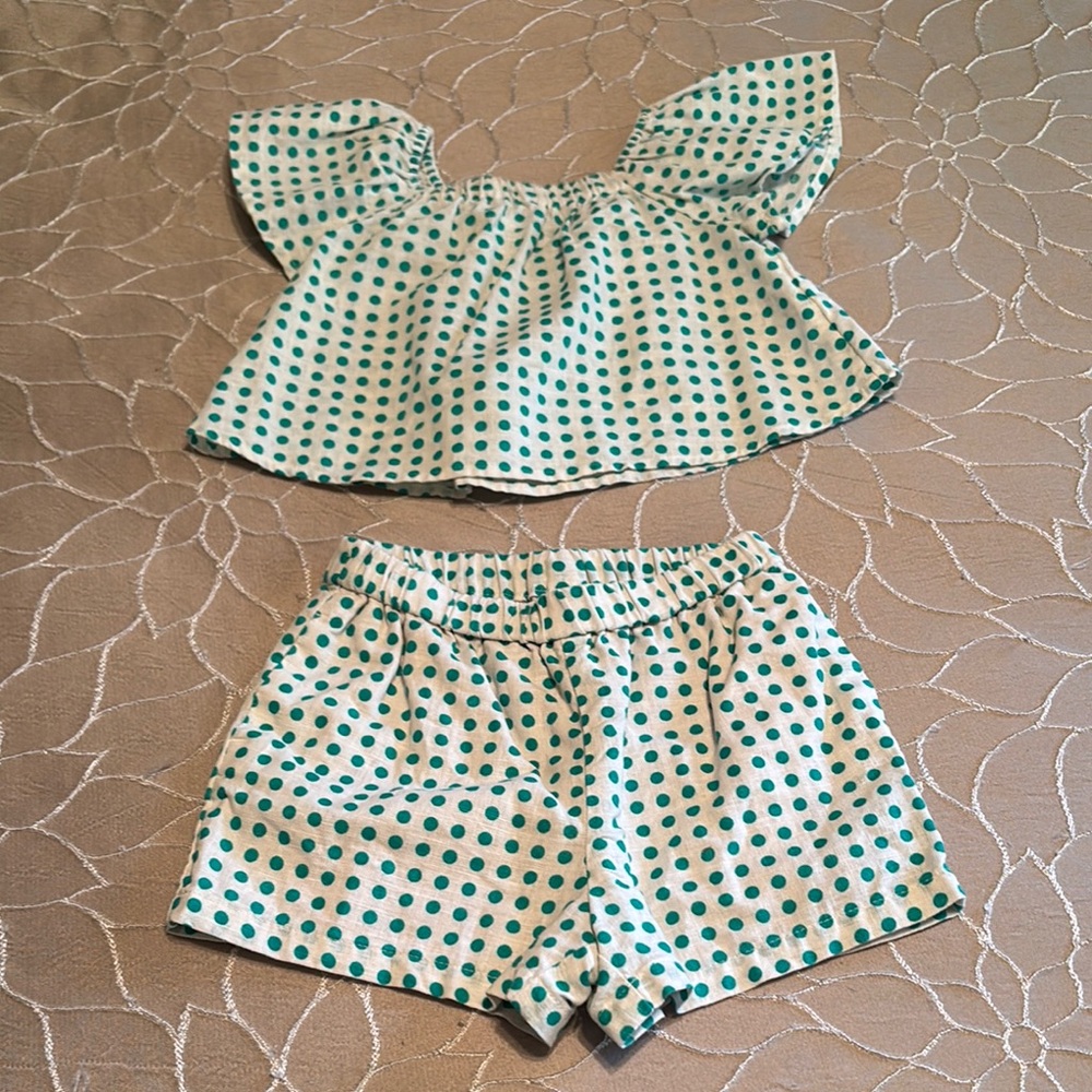 Baby GAP Polka Dot Matching Set - Green and White